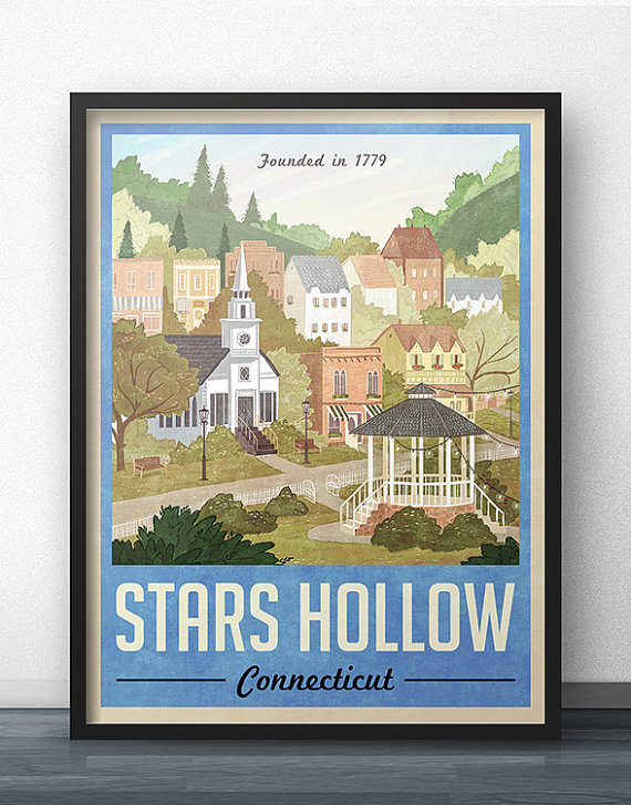 570x727 Stars Hollow Poster Vintage Travel Poster Inspired By - Stars Hollow Painting