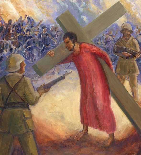 590x649 Gwyneth Leech Other Paintings Commissions 2005 And 1990s - Stations Of The Cross Painting