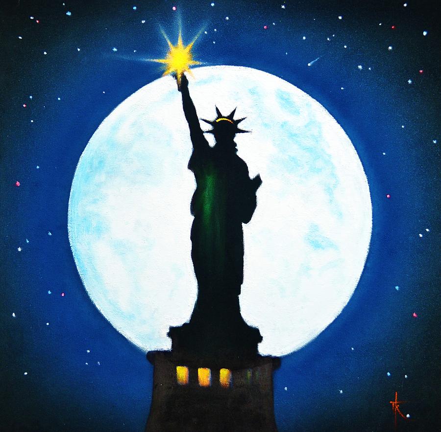 900x883 Statue Of Liberty Painting By Thomas Kolendra - Statue Of Liberty Painting