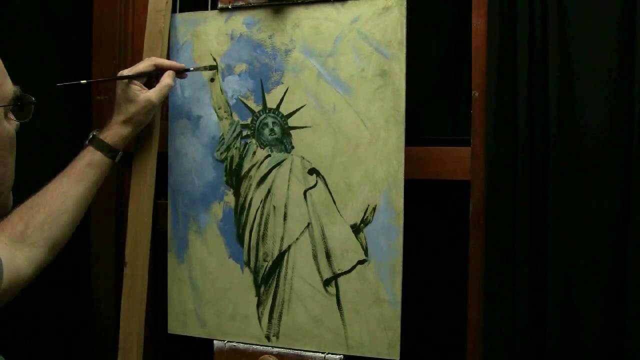 1280x720 Tom Pinch Oil Painting Statue Of Liberty - Statue Of Liberty Painting