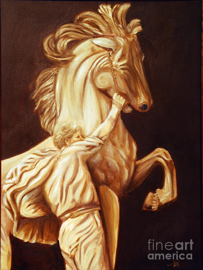 676x900 Horse Statue Painting By Nancy Bradley - Statue Painting
