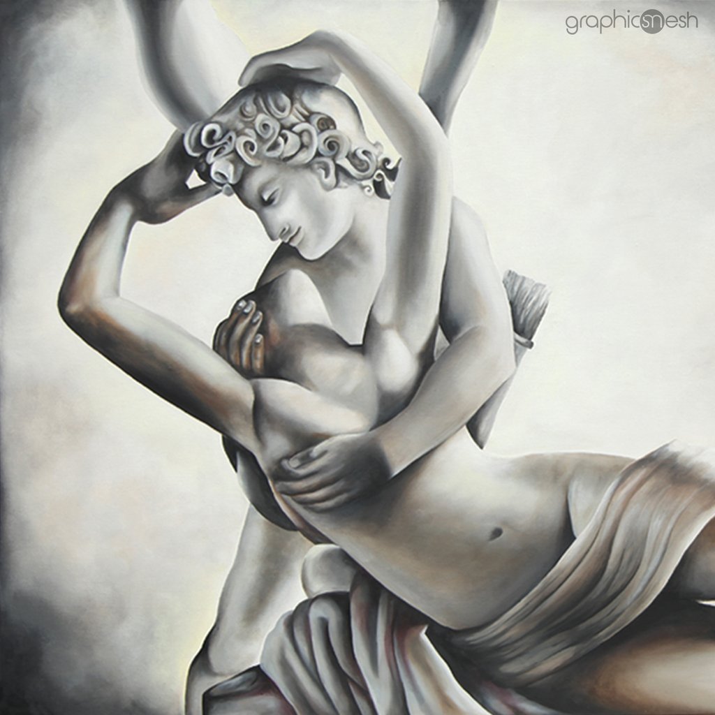 1024x1024 Psyche Revived By Cupid's Kiss - Statue Painting