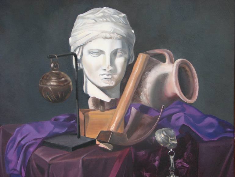 770x578 Saatchi Art Still Life With Greek Statue Head Painting By Sonya - Statue Painting