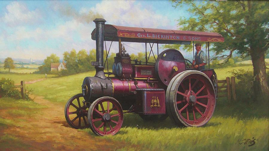 900x505 Old Traction Engine. Painting By Mike Jeffries - Steam Engine Painting