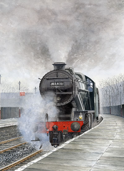 400x550 Steam Train 48431 Stanier 8f - Steam Engine Painting
