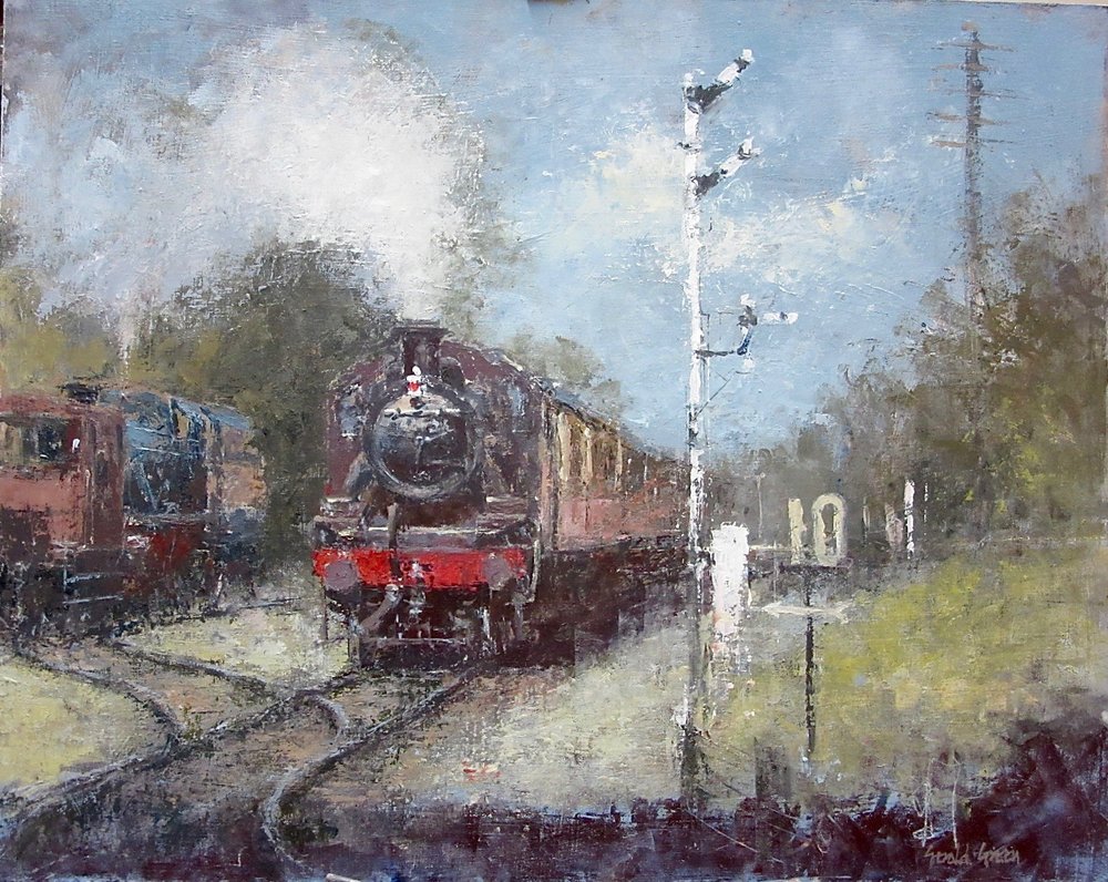 1000x796 Railway Paintings Gerald Green - Steam Locomotive Painting