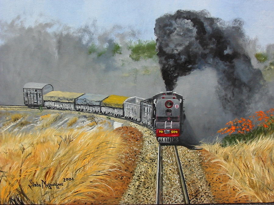 900x675 Steam Locomotive Painting By Simbarashe Mugwagwa - Steam Locomotive Painting