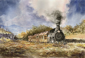 Steam Locomotive Painting at PaintingValley.com | Explore collection of ...