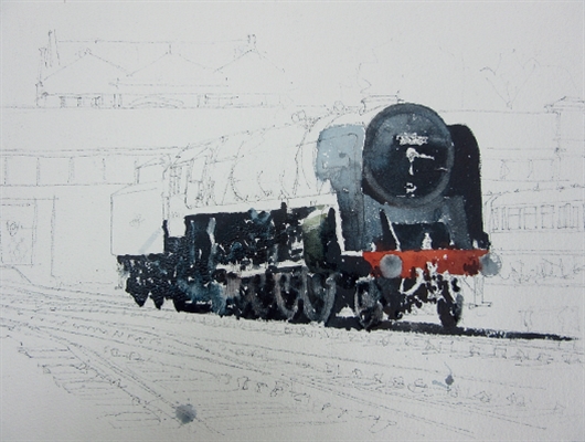 530x400 How To Paint Steam Trains In Watercolour With Gerald Green - Steam Train Painting