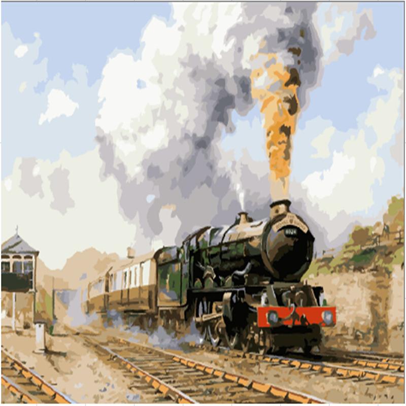 800x800 Paint By Numbers - Steam Train Painting