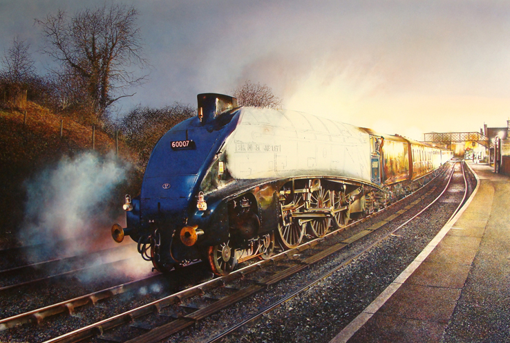 738x496 Sir Nigel Gresley Painting Artist James Green - Steam Train Painting