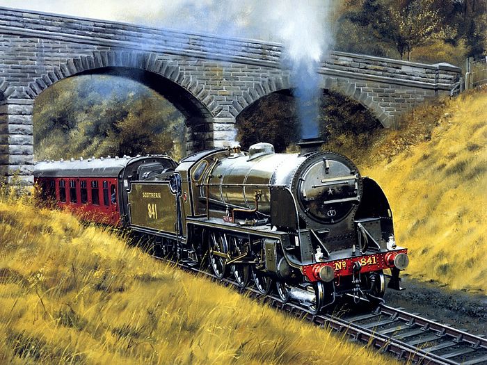 700x525 Southern 841 Steam Locomotive Painting By Howard Fogg 3 - Steam Train Painting