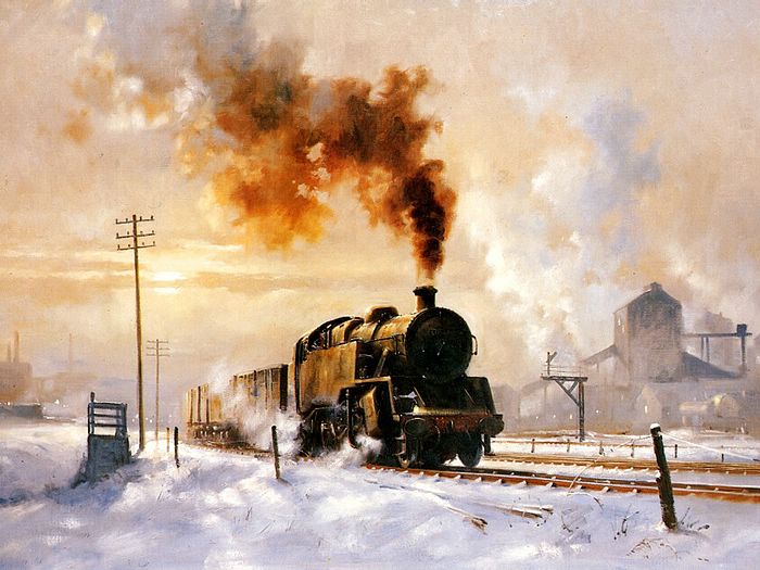 700x525 Steam Locomotive Steam Train Painting By Howard Fogg 25 - Steam Train Painting