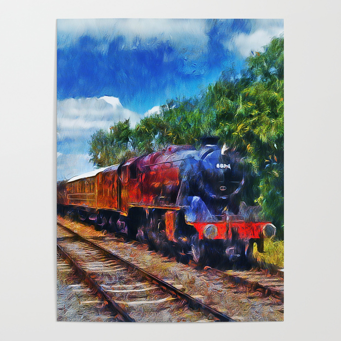 700x700 Steam Train Painting Poster By Ianmitchell Society6 - Steam Train Painting