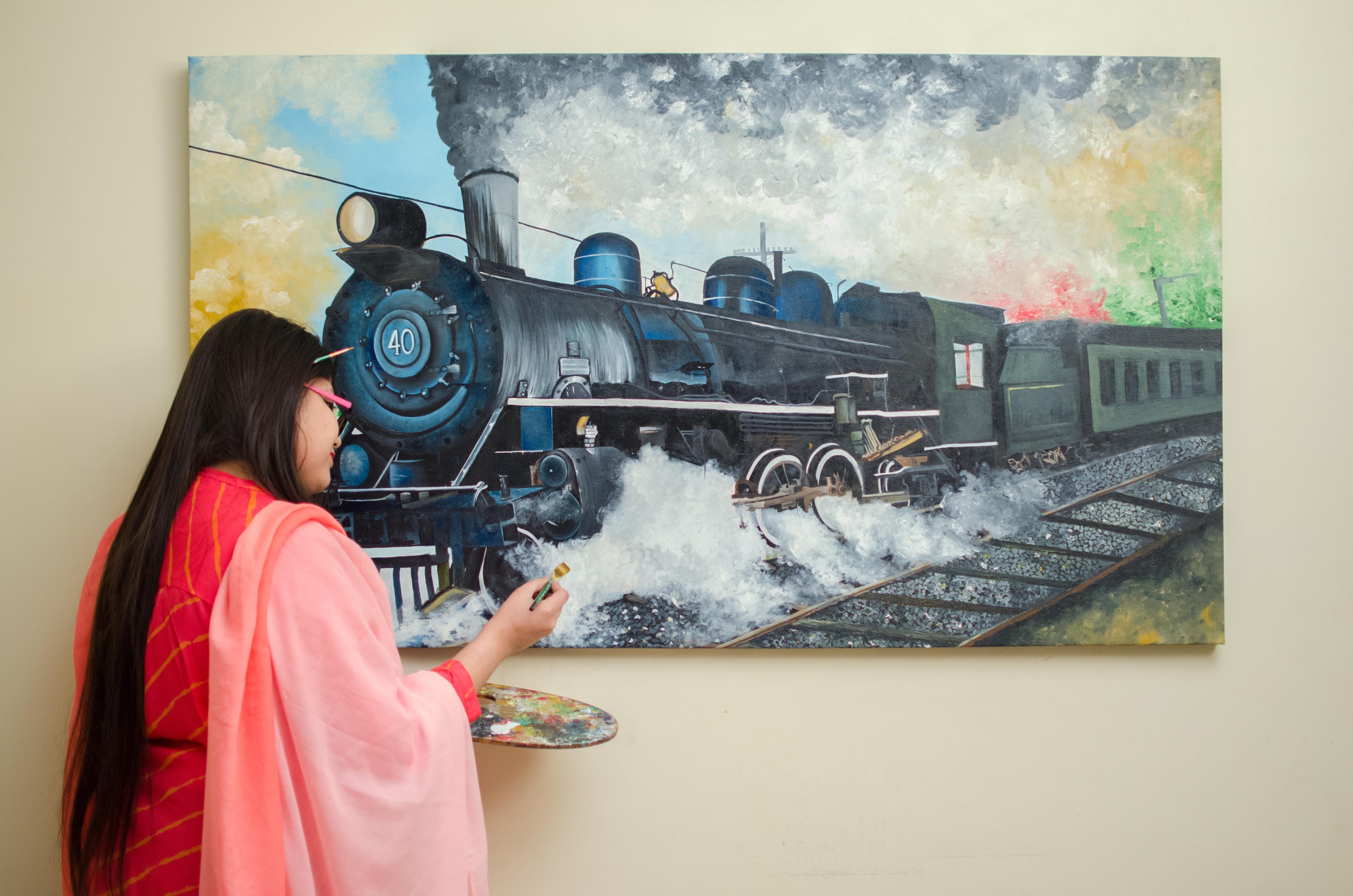 4928x3264 Steam Train Painting - Steam Train Painting