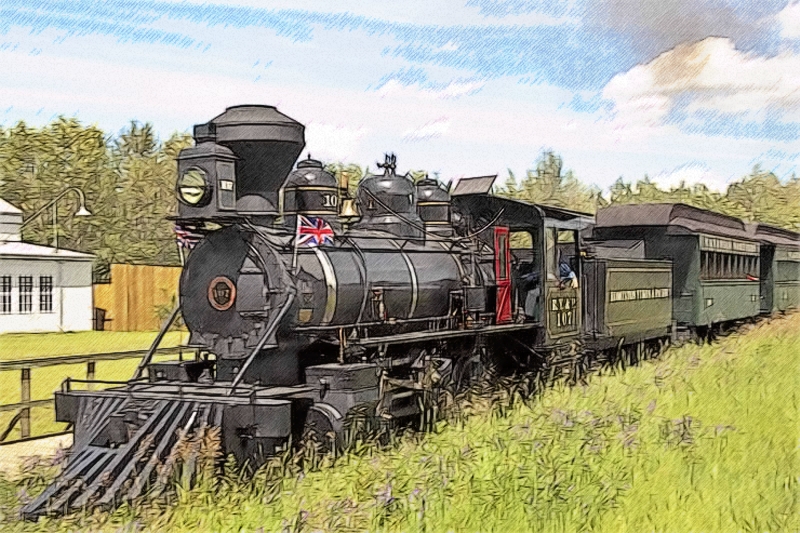 800x533 Steam Train 9 By T Douglas Painting - Steam Train Painting