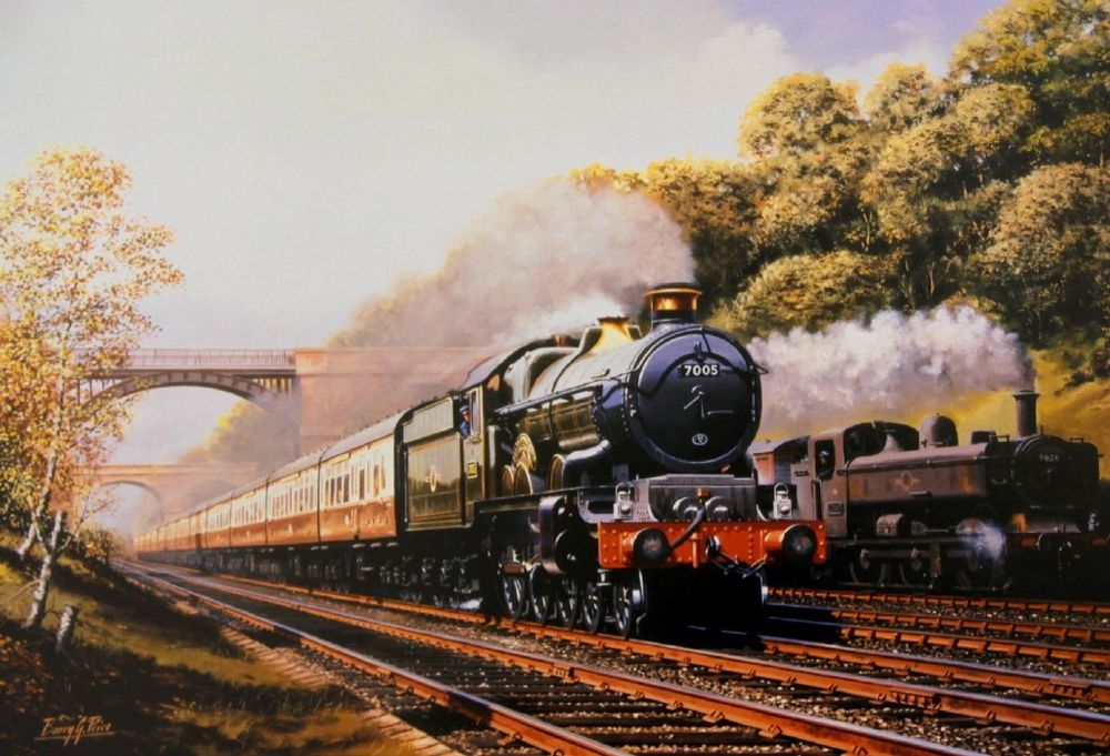 1000x681 Beautiful Print Picture Painting Sonning Cutting Steam Train - Steam Train Painting