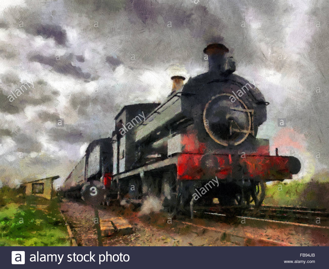 1300x1065 Digital Painting Steam Train Passing Stock Photo 93014275 - Steam Train Painting