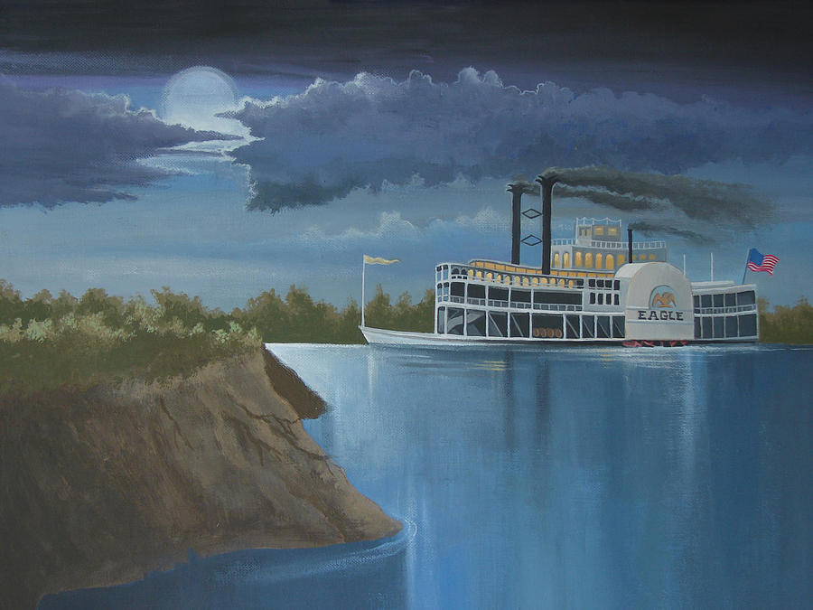900x675 Steamboat On The Mississippi Painting By Stuart Swartz - Steamboat Painting