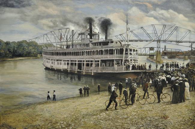 650x430 Steamboat On The Mississippi Landing By Daniel Budde - Steamboat Painting