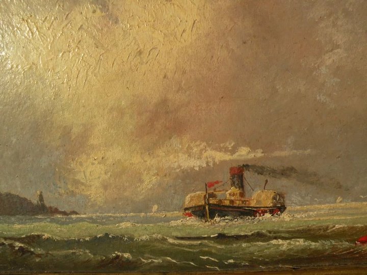 720x540 Early California Art Marine Painting Of Steamboat On San Francisco - Steamboat Painting