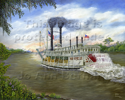 432x346 Magnolia Paintings, Swamp Scene Paintings, Streetcar Paintings - Steamboat Painting