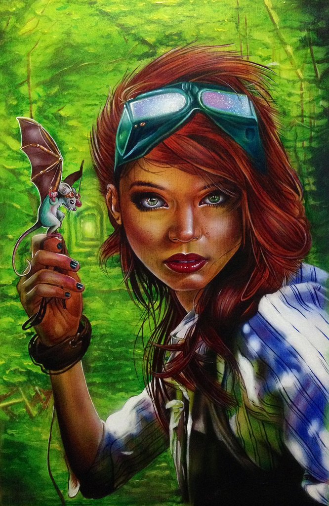 666x1024 Steampunk Pilot Cecil Porter Illustration - Steampunk Girl Painting