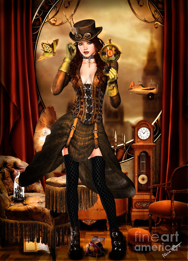 647x900 Steampunk Girl Digital Art By Alicia Hollinger - Steampunk Girl Painting