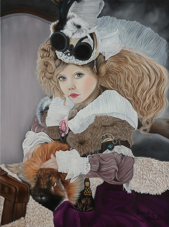 671x900 Steampunk Girl Painting By Sandra Satule - Steampunk Girl Painting