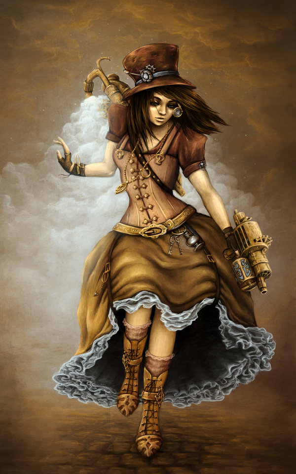 600x960 Steampunk By Noname Face - Steampunk Girl Painting