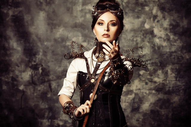 640x427 Women Steampunk Girl Portrait Kd663 Living Room Home Wall Modern - Steampunk Girl Painting