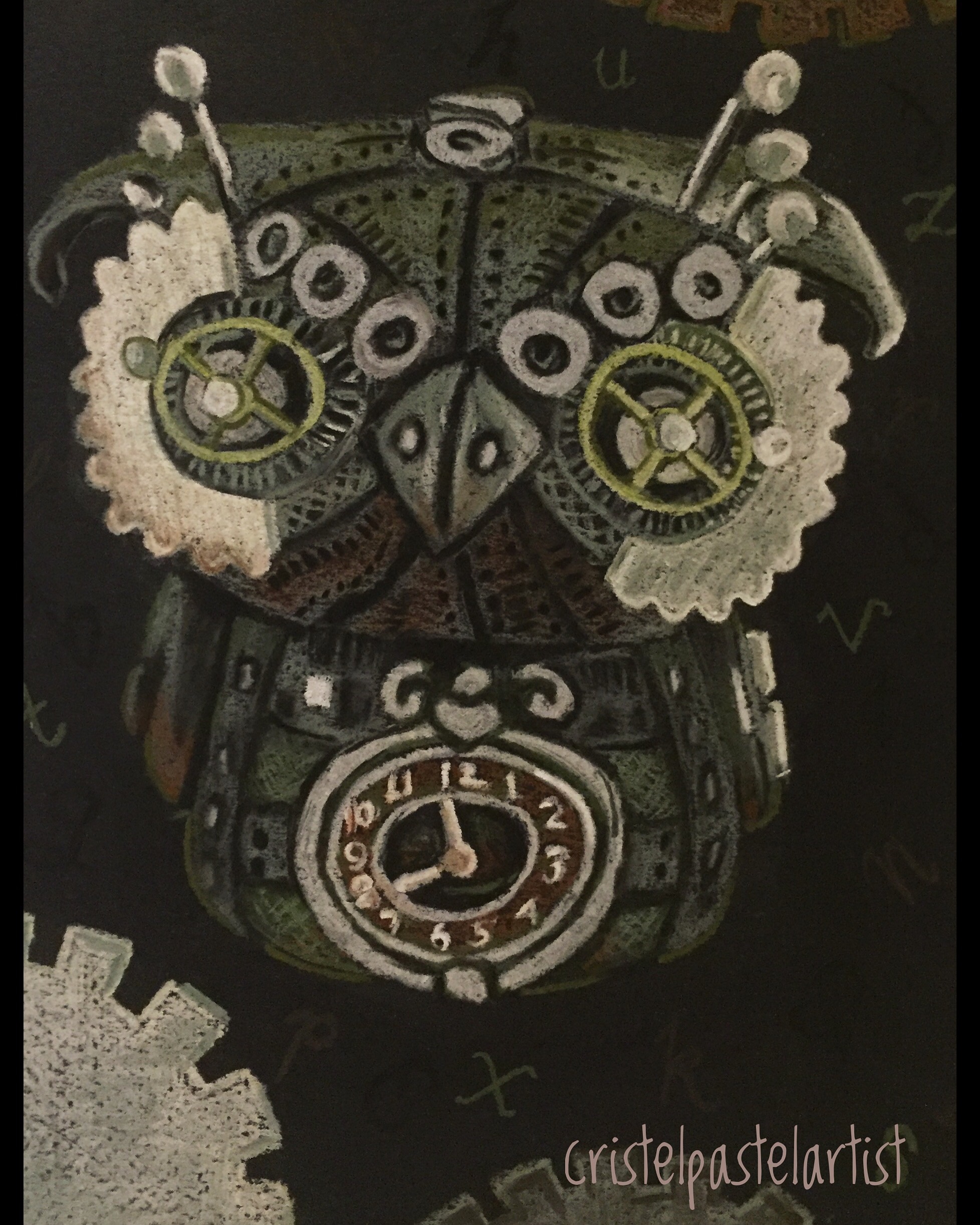1956x2444 Of Owls And The October Pastel Challenge Cristel Mol Dellepoort - Steampunk Owl Painting