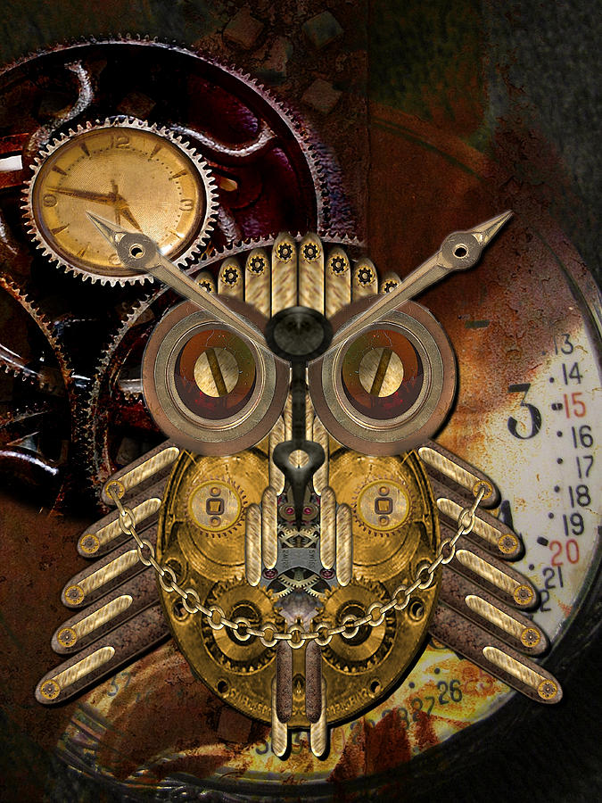 675x900 Steampunk Owl Photograph By Shannon Story - Steampunk Owl Painting