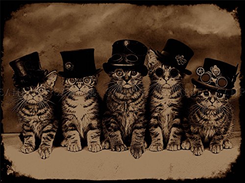500x375 Photo Painting Df Steampunk Kittens Sepia 18x24 - Steampunk Painting