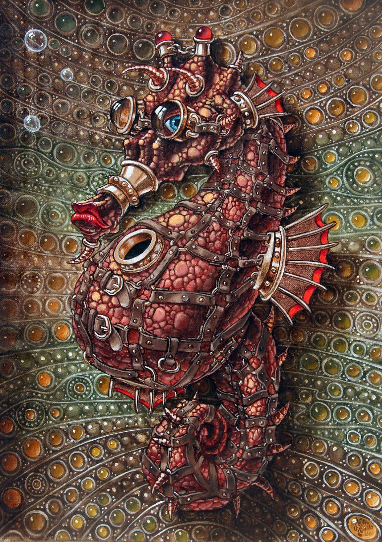 770x1091 Saatchi Art Seahorse In Steampunk Painting By Victor Molev - Steampunk Painting