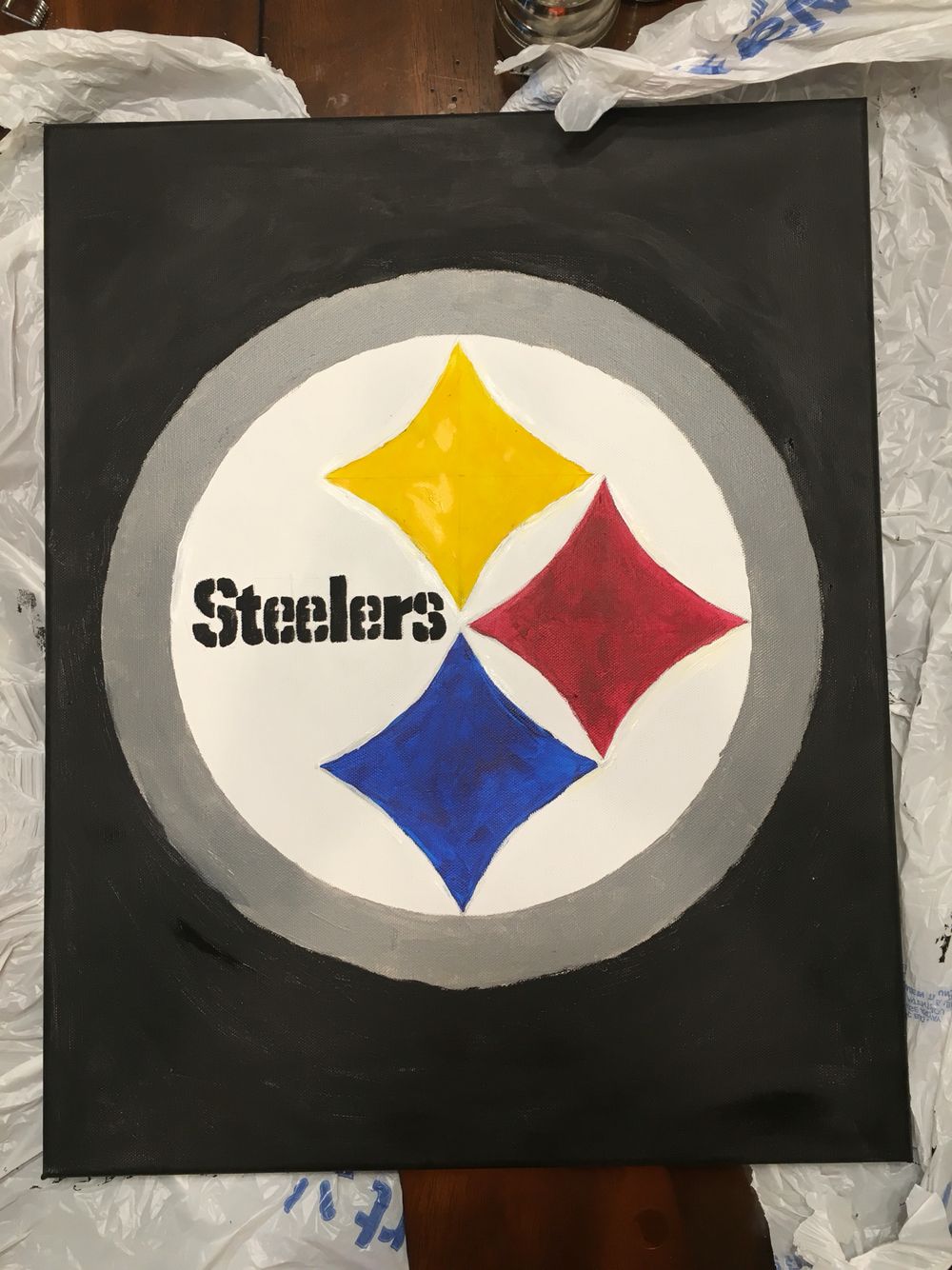 1000x1334 Hand Painted Steelers Design Canvas Canvas - Steelers Canvas Painting