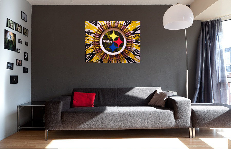 900x582 Pittsburgh Steelers Encaustic Crayon Art Canvas Custom - Steelers Canvas Painting