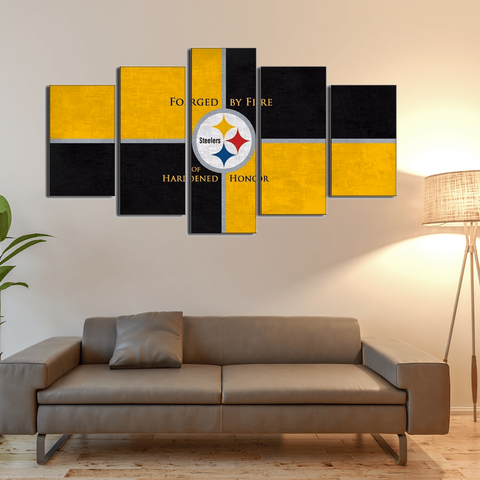 480x480 Pittsburgh Steeler Logo Football 5 Pieces Canvas Wall Art Hd - Steelers Canvas Painting
