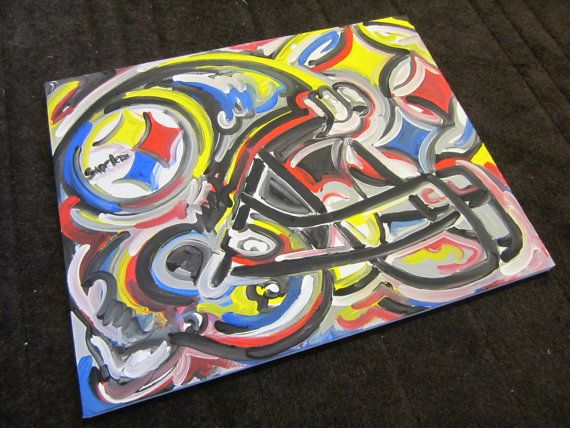 570x428 Steelers Painting By Justin Patten Sports Art Football. This - Steelers Canvas Painting