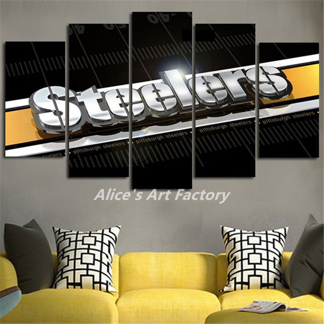 640x640 5piece Painting Calligraphy Home Decor Pop Wall Art Picture - Steelers Canvas Painting