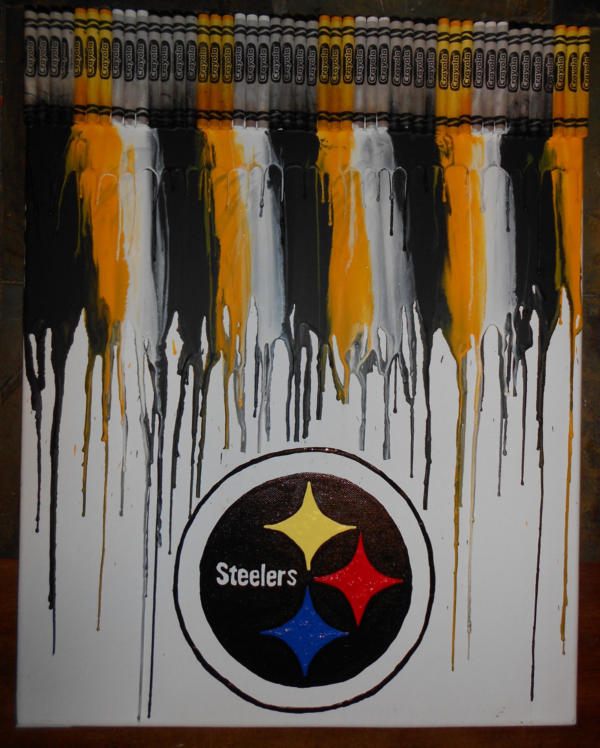 1204x1500 Steelers Inspired Melted Crayon Painting - Steelers Painting