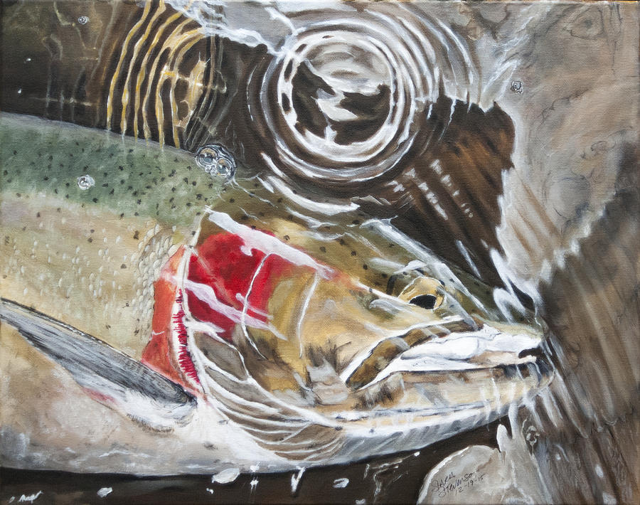 900x710 Steelhead Ripple Painting By Sara Stevenson - Steelhead Painting