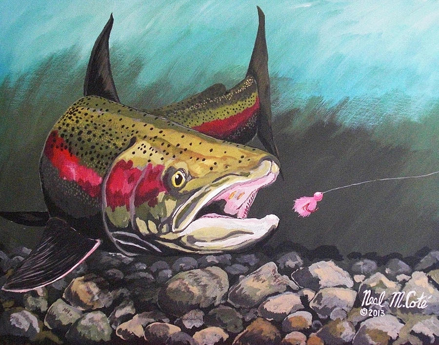 900x707 Blackrock Steel Painting By Neal Cote - Steelhead Painting