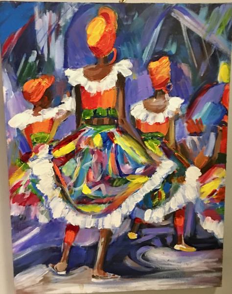 474x600 Marsha Stein Original Moko Jumbie Painting On Canvas Art Decor Nyc - Stein Painting