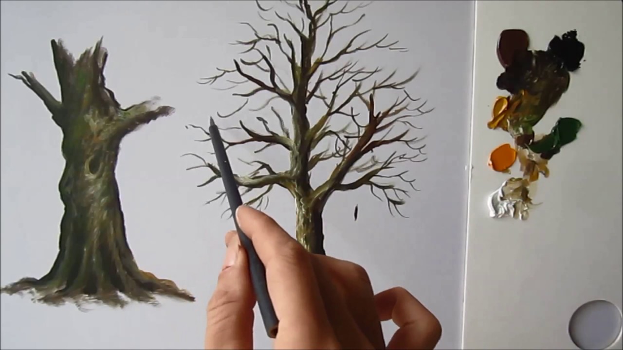 1280x720 How To Paint A Tree Trunk Lesson 2 - Stem Painting