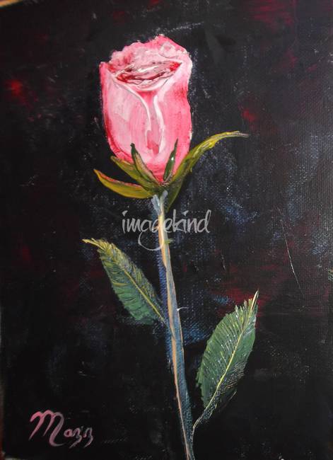 471x650 Single Stem Rose Painting By Mazz Original Paintings - Stem Painting