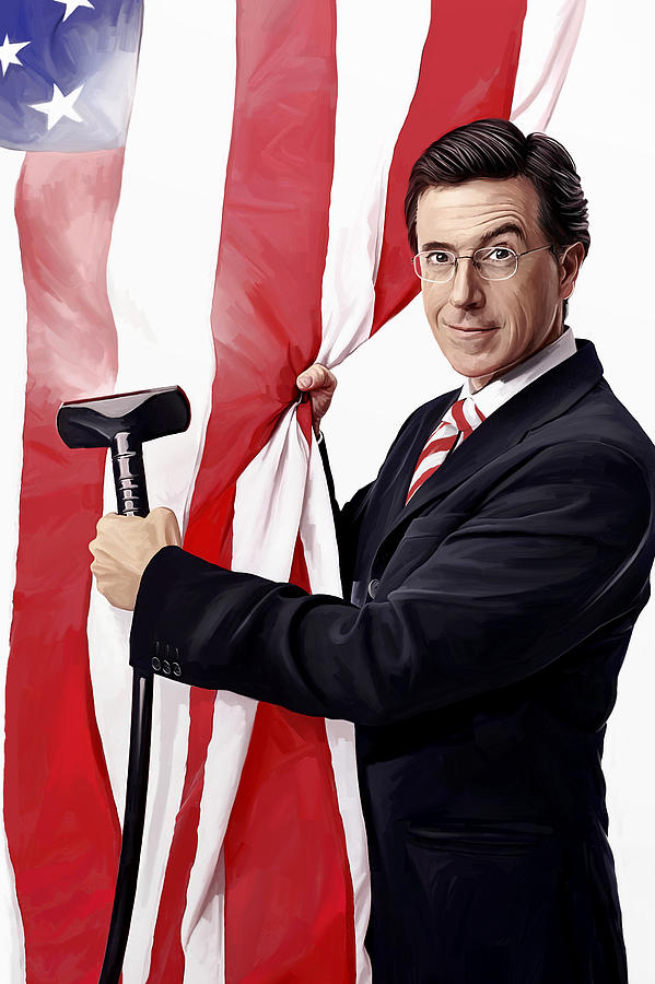 599x900 Stephen Colbertrtwork Painting By Sheraz - Stephen Colbert Painting