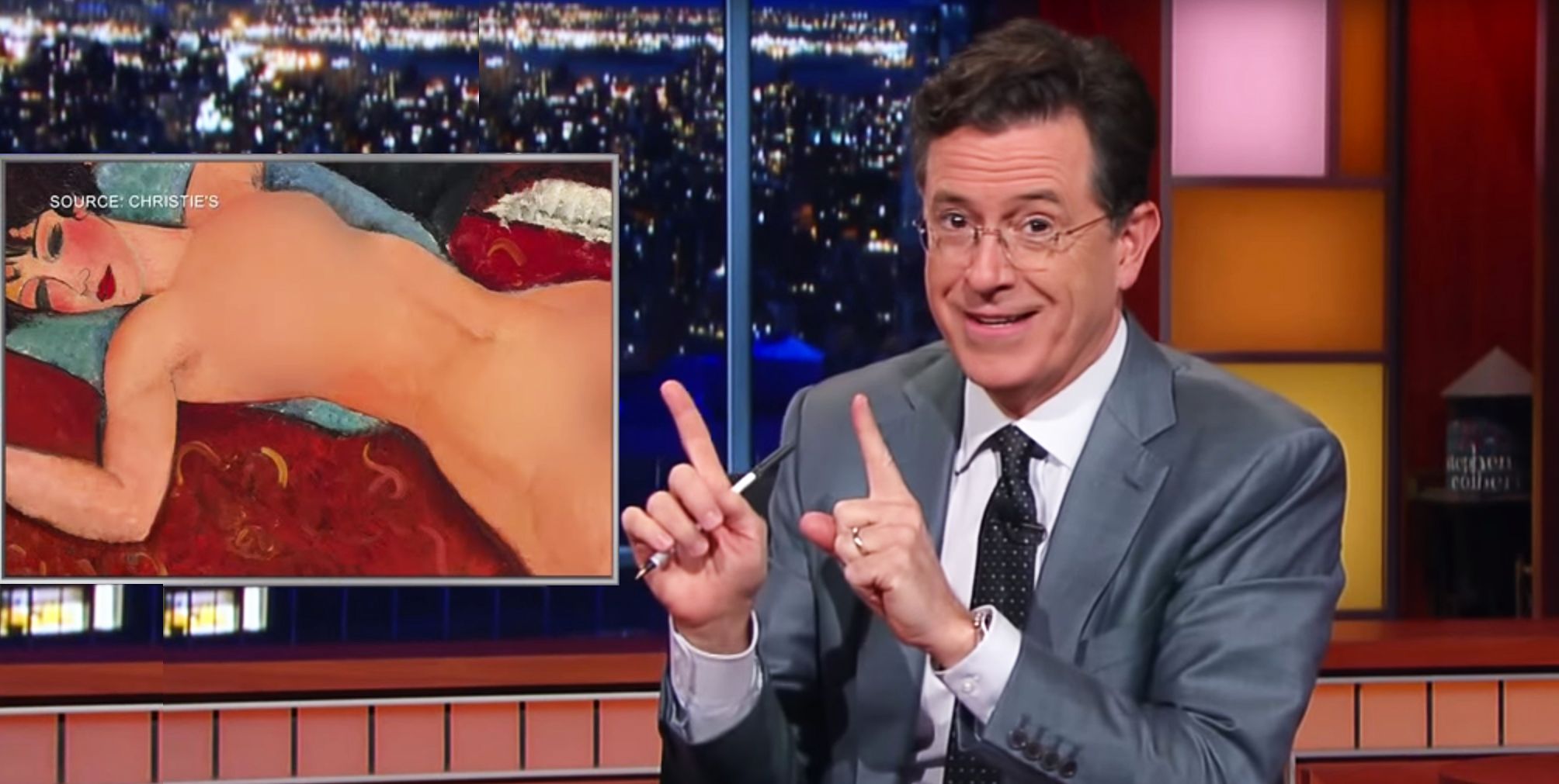 2008x1011 Watch Stephen Colbert Explain Cbs' Odd Censorship Policy Rolling - Stephen Colbert Painting
