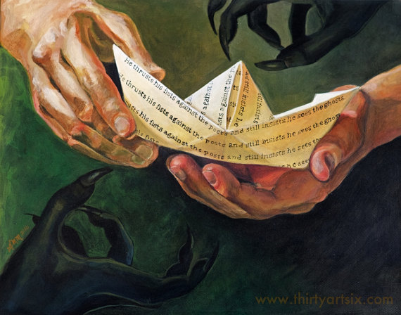 570x448 It Stephen King Paper Boat Painting Art Print - Stephen King Painting
