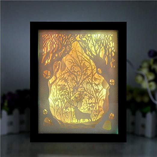 522x523 Zh Led Light Paper Carved 3d Stereo Diy Photo Frame Lights Elk - Stereo Painting